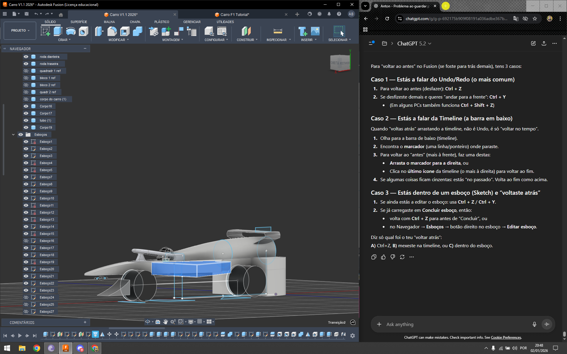 Simulação do carro Laika Racing em software de desenvolvimento